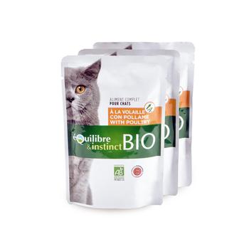 Visuel 1 du produit Aliment humide bio pour chat adulte volaille/légumes en sachet Equilibre & Instinct - 100 g