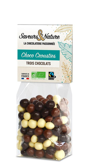 Visuel 1 du produit Sachet de billes croustillantes aux 3 chocolats bio Saveur et Nature - 150 g