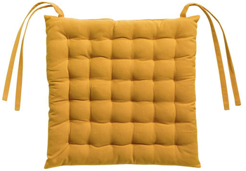 Visuel 1 du produit Galette de chaise carrée 36 points en coton recyclé jaune tournesol Zea - 38 x 38 cm
