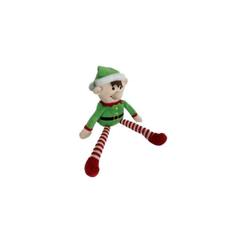 Visuel 1 du produit Jouet pour chien coloris vert et rouge peluche de Noël lutin farceur Bubimex - 30 cm