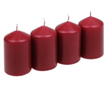 Visuel 1 du produit Lot de 4 bougies cylindriques de l’Avent rouges - Ø 4,7 x H 7,5 cm