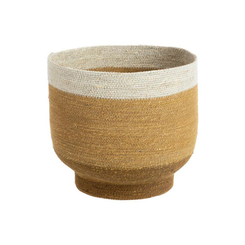 Visuel 1 du produit Panière ronde à base rétrécie en osier jaune bordé de blanc - Ø 32 x H 30 cm