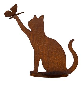Visuel 1 du produit Chat décoratif coloris marron en métal rouillé - 49 x 50 cm