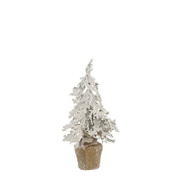 Visuel 1 du produit Arbre de Noël artificiel floqué blanc en pot - Ø 20 x H 45 cm