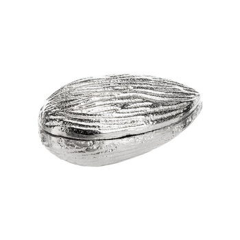 Visuel 1 du produit Boîte décorative forme amande en aluminium argent - 10 x 6 x 4 cm