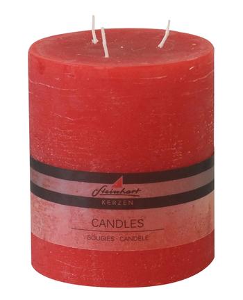 Visuel 1 du produit Bougie cylindrique à 3 mèches rubis Rustique - Ø 12 x H 14 cm