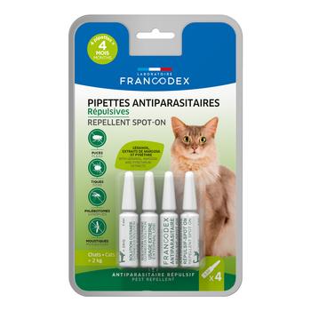 Visuel 1 du produit Pipettes antiparasitaires répulsives pour chat Francodex - 4 x 1 ml