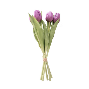 Visuel 1 du produit Bouquet de 5 tulipes mauves en silicone Naturalys - 30 cm
