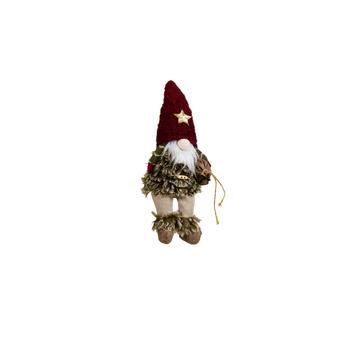 Visuel 1 du produit Peluche décorative de Noël gnome debout bonnet étoile avec une hotte en polyester coloris multicolore - H 43 cm