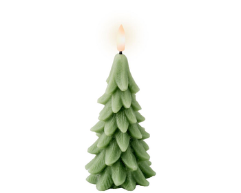Visuel 1 du produit Bougie sapin vert imitation cire à LED blanc chaud pour intérieur - Ø 7 x H 15,5 cm