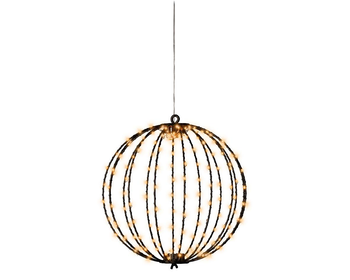Visuel 1 du produit Boule lumineuse noire à 192 micro-LED blanc orangé pour extérieur - Ø 28 cm