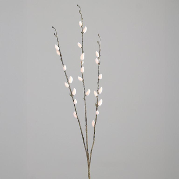 Visuel 1 du produit Branche artificielle de chatons de saule en osier rose clair à 3 rameaux - 77 cm