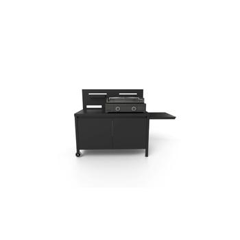 Visuel 1 du produit Table roulante crédence fermée en acier noir Forge Adour - 120 x 65,7 x 112,5 cm