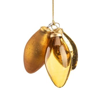 Visuel 1 du produit Ensemble de 3 suspensions forme goutte en verre or transparent et métal - 10,5 x 5,5 cm