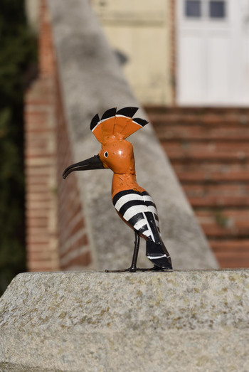 Visuel 1 du produit Figurine extérieure chouette Huppe crête peinte à la main en métal recyclé