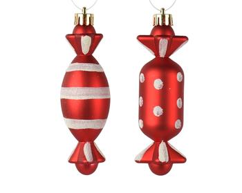 Visuel 1 du produit Sac de 9 bonbons décoratifs à suspendre en polystyrène rouge - Ø 2,5 x H 12 cm