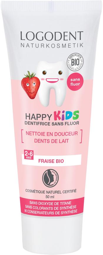 Visuel 1 du produit Gel Happy Kids fraise bio sans fluor Logodent - 50 ml