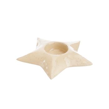 Visuel 1 du produit Photophore étoile en métal beige - Ø 12 x H 3 cm