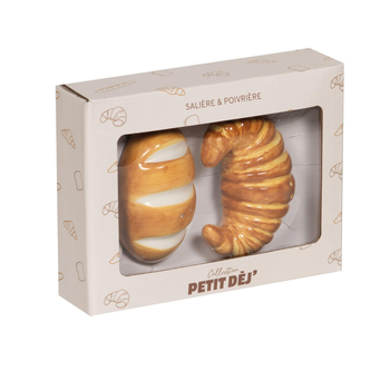 Visuel 1 du produit Ensemble salière et poivrière Petit Déj’ croissant et baguette - 6 x 3,5 x 9 cm