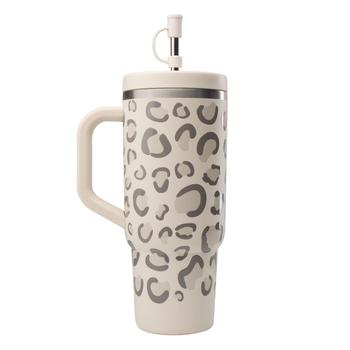 Visuel 1 du produit Gourde nomade isotherme Travel Cup Wild en inox coloris beige sable Qwetch - 900 ml