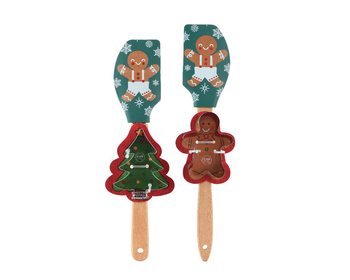 Visuel 1 du produit Set de cuisson emporte-pièce en silicone et spatule en bois - 31,2 x 6,2 cm