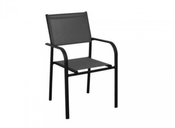 Visuel 1 du produit Fauteuil de jardin empilable en aluminium et toile graphites/gris - PROLOISIRS Duca