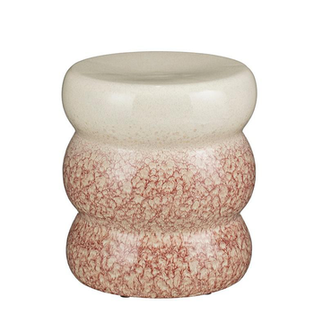 Visuel 1 du produit Tabouret en céramique beige et violet clair Emilio - Ø 35 x H 40 cm