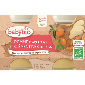 Visuel 1 du produit Pot pomme clémentine bio Babybio - 2 x 130 g