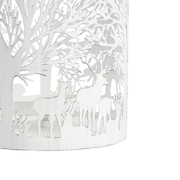 Visuel 1 du produit Lanterne à décor forêt blanche en métal ajouré petit modèle- Ø 13,5 x H 13,5 cm