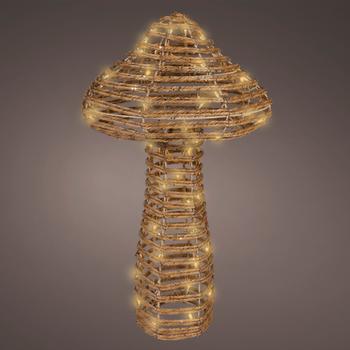 Visuel 1 du produit Décoration lumineuse de Noël champignon en résine tressée coloris marron LED blanc orangé effet flash extérieur - H 58 x Ø 35 cm