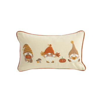 Visuel 1 du produit Coussin en coton crème décor 3 gnomes orange - 50 x 30 cm