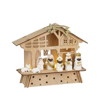 Visuel 1 du produit Scénette crèche de Noël coloris blanc bois certifié FSC® - L 22 x l 7,5 x H 18 cm