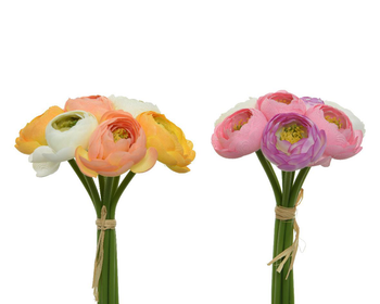 Visuel 1 du produit Bouquet de fleurs artificielles renoncules multicolores - Ø 14 x H 19 cm