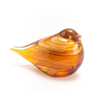 Visuel 1 du produit Oiseau moutarde sulfure en verre - 6 x 8 x 13,5 cm