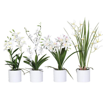 Visuel 1 du produit Orchidée artificielle blanche en pot décoratif blanc – 45/55 cm