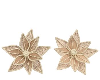 Visuel 1 du produit Poinsettia en jute beige à clipser - Ø 24,5 cm