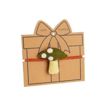 Visuel 1 du produit Décor pour cadeaux champignon en feutrine vert - 2,5 x 2,5 cm