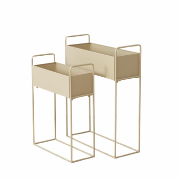 Visuel 1 du produit Porte-plante en fer beige Lugano - 55 x 20 x 70 cm