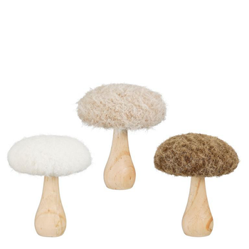 Visuel 1 du produit Champignon décoratif pied en bois et chapeau textile - Ø 11 x H 13 cm