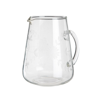 Visuel 1 du produit Pichet en verre transparent avec fleurs gravées - Ø 19,5 x H 20,5 cm