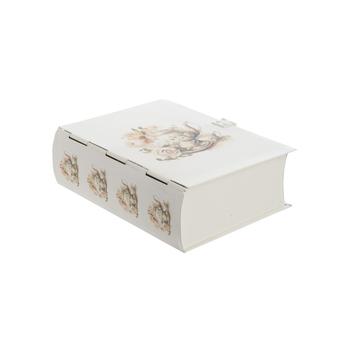 Visuel 1 du produit Boîte à thé forme livre en acier galvanisé blanc - 15 x 6 x 20 cm