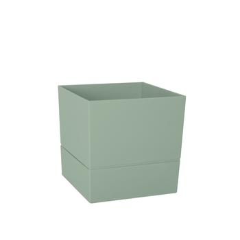 Visuel 1 du produit Pot carré en plastique à réserve d'eau coloris vert amande Poetic Aquaduo - 19,3 cm
