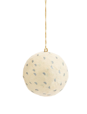 Visuel 1 du produit Suspension décorative boule coloris beige en coton maché - 7,5 x 7,5 cm