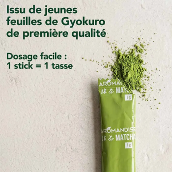 Visuel 1 du produit Thé vert matcha instantané bio Aromandise - les 20 sticks