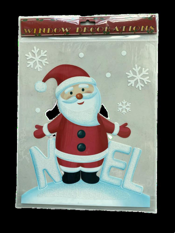 Visuel 1 du produit Sticker père Noël scintillant rouge et blanc - 28,5 x 34,5 cm