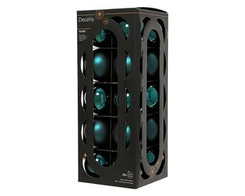 Visuel 1 du produit Pack de 20 boules de Noël brillantes et mates en verre émeraude - Ø 6 cm