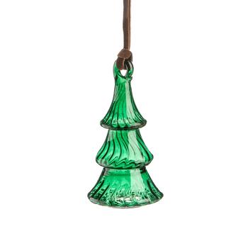 Visuel 1 du produit Suspension forme sapin en verre vert transparent - 9,5 x 5 cm