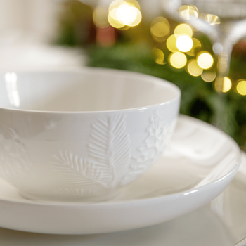 Visuel 1 du produit Bol en porcelaine blanche avec décor pomme de pin - Ø 14 x H 6,9 cm