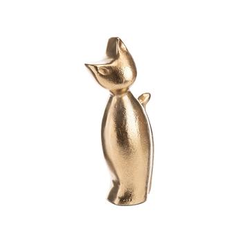 Visuel 1 du produit Chat décoratif en aluminium doré - 6 x 10 x 21 cm