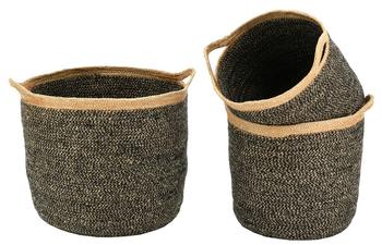 Visuel 1 du produit Panière ronde en jute coloris noir naturel moyen modèle - Ø 30 x H 30 cm